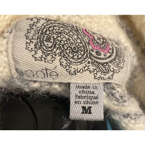 Urban Outfitters Ecote Cream Blue Wool Knit Drape Open Long Cardigan Wm Small*** - Picture 5 of 7